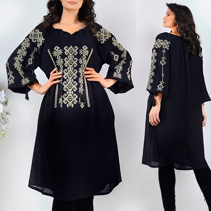 Rochie brodata - Sabrina neagra 03