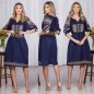 Rochie Traditionala bleumarin Brodata - Ramona