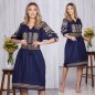 Rochie Traditionala bleumarin Brodata - Ramona