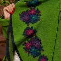 Poncho din lana verde cu maneca lunga