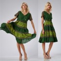 Rochie cu volane si imprimeu floral - Aniela verde 02