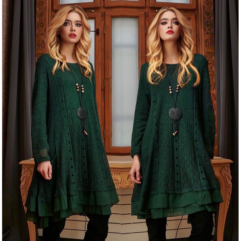 Rochie din tricot verde - Dana 01