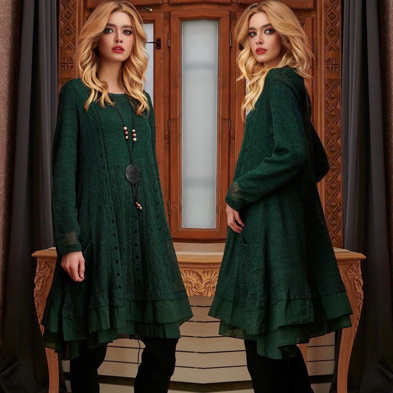 Rochie din tricot verde - Dana 01