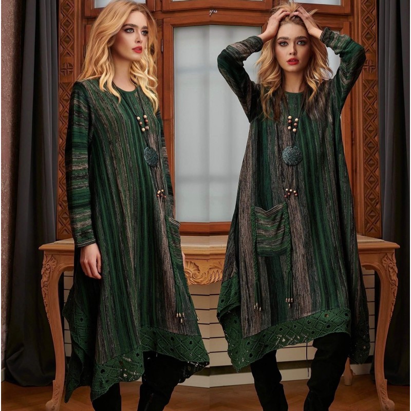 Rochie din tricot asimetrica - Carmen verde 02