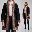 Palton brodat negru din stofa de lana - Tinca