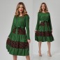 Rochie verde cu imprimeu floral si cordon in talie - Adela 03