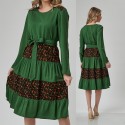 Rochie verde cu imprimeu floral si cordon in talie - Adela 03