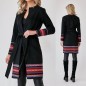 Palton negru cu model traditional tesut - Elena 01