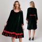 Rochie din catifea verde cu ciucuri si cordon - Elisabeta rosu 02