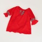 Bluza Nationala rosie din panza topita cu maneci evazate - Cornelia pentru fetite