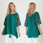 Bluza verde cu imprimeu floral - Florentina 02