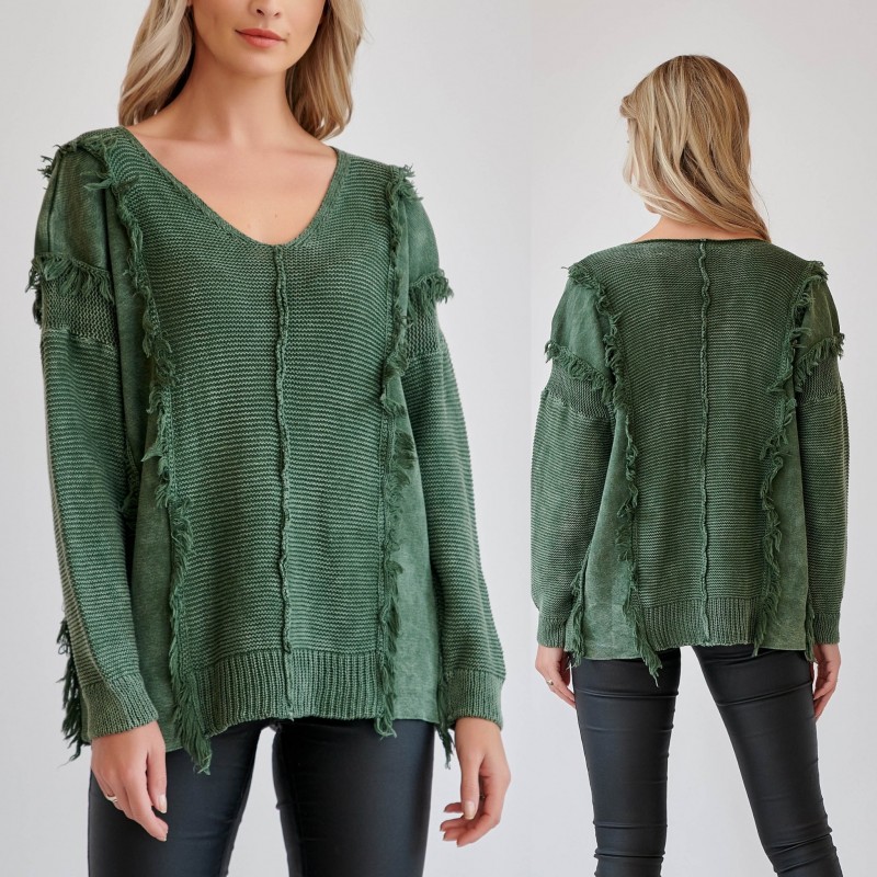 Bluza oversize din tricot verde - Laura
