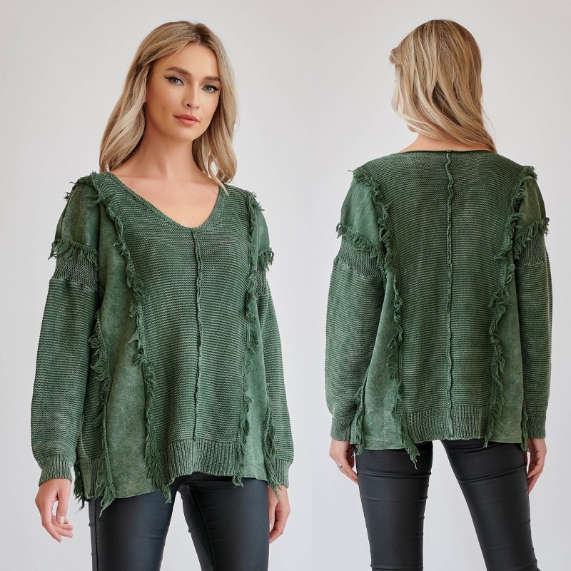 Bluza oversize din tricot verde - Laura - 
