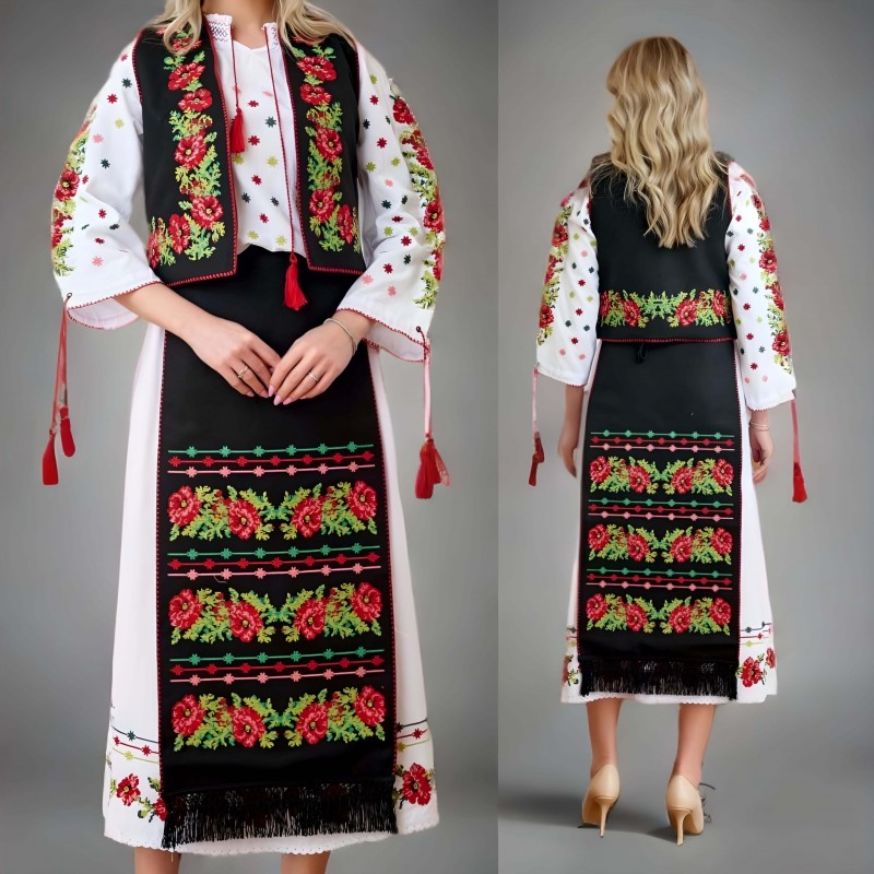 Costum Popular, Traditional cu broderie florala - Roxana
