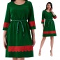 Rochie verde din catifea cu dantela rosie - Paula