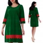 Rochie verde din catifea cu dantela rosie - Paula
