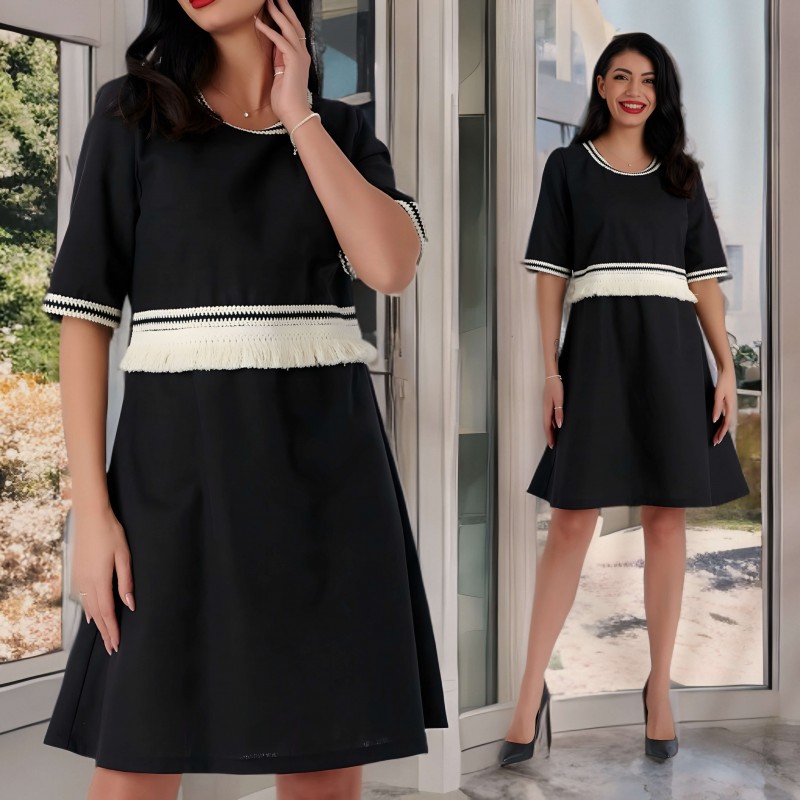 Rochie Nationala, neagra din in natural - Irina Rochie Nationala, neagra din in natural - Irina