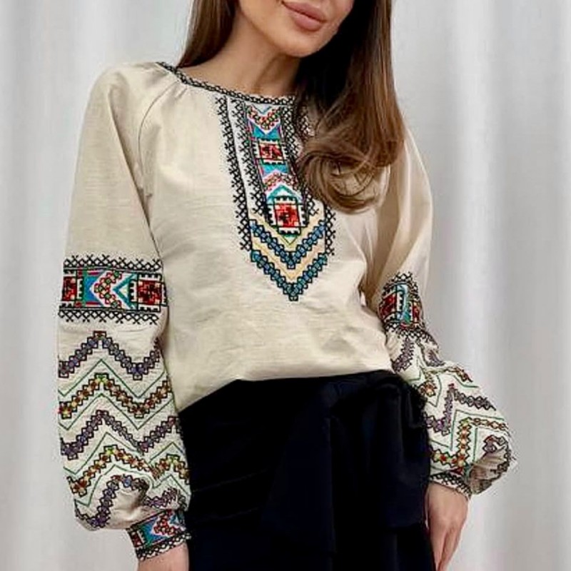 IE Nationala, moderna, crem cu motive brodate - Lavinia