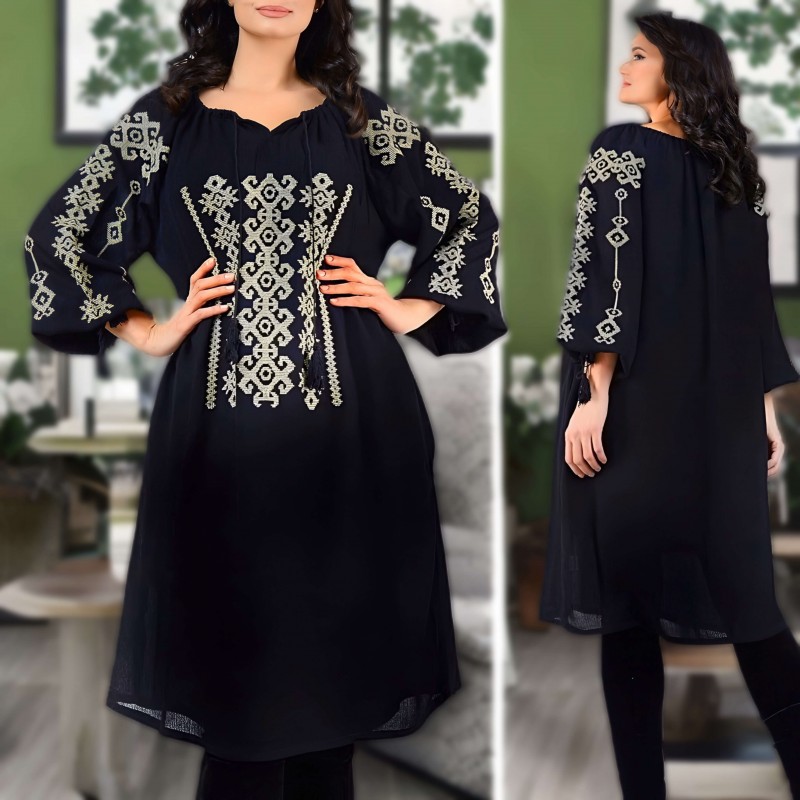 Rochie brodata - Sabrina neagra 03