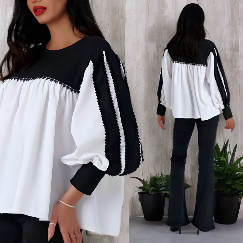 IE Nationala, din panza de in cu dantela neagra - Adina