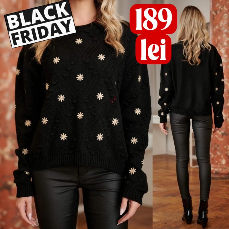 Pulover brodat din tricot