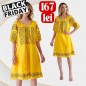 Rochie Traditionala galbena cu broderie neagra - Elisabeta 03